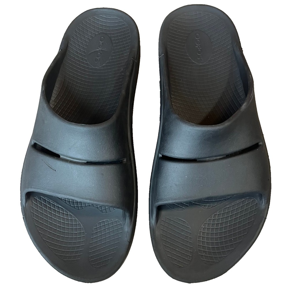 OOFOS Ooahh Slides Black Recovery Comfort Sandals Mens 12 Womens‎ 14 EU 45